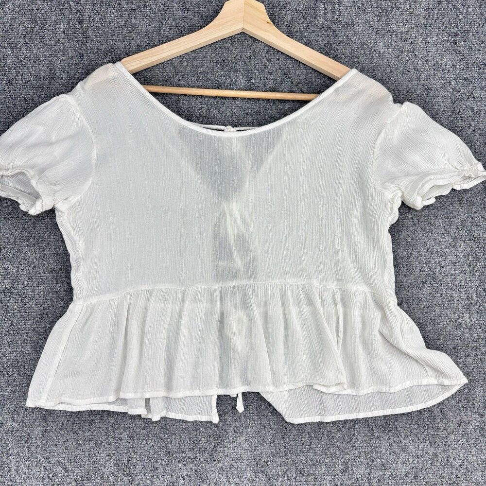 Isa & Ella Women's M White Peplum Babydoll Short Sleeve Top